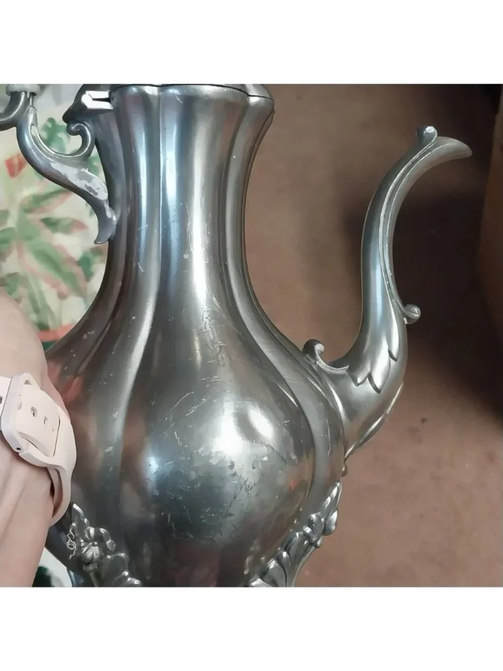 Reed & Barton Winthrop Pewter Tea Coffee Set 4-Piece Pumpkin Finials Mid Century